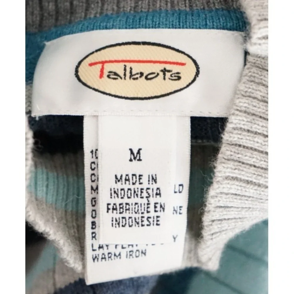 Vintage Talbots Striped Turtleneck Women's Size M Ribbed Knit Sweater Long Sleev